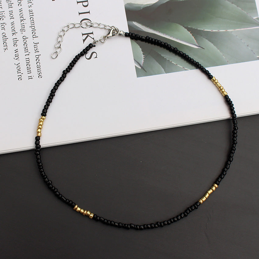 Korean Style Fashionable Colorful Bohemian Golden Balls Bead Handmade Ethnic Necklaces