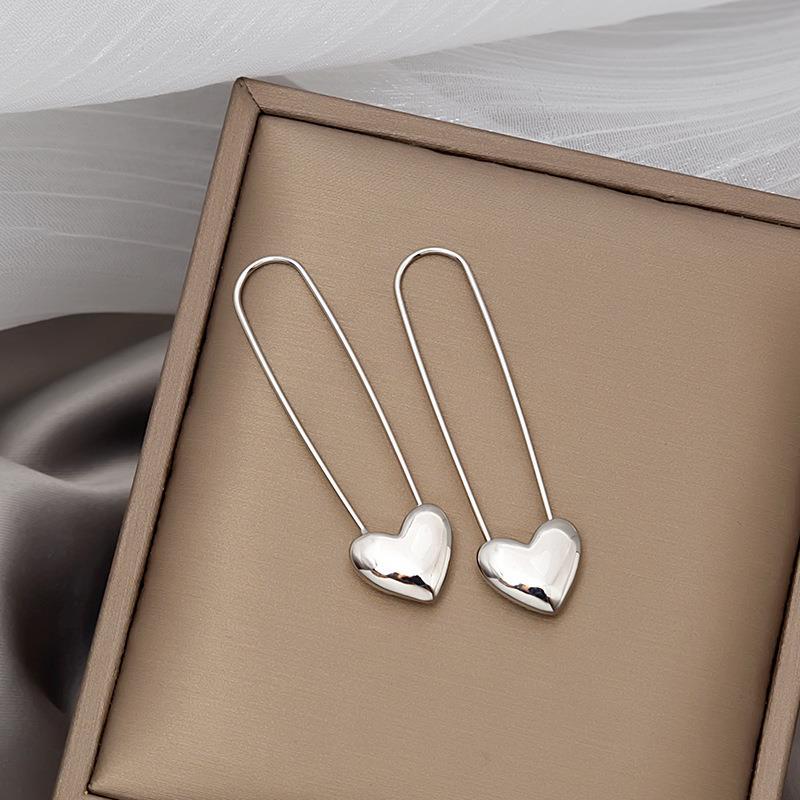 Heart Personalized Cold Style Peach Simple Long Earrings