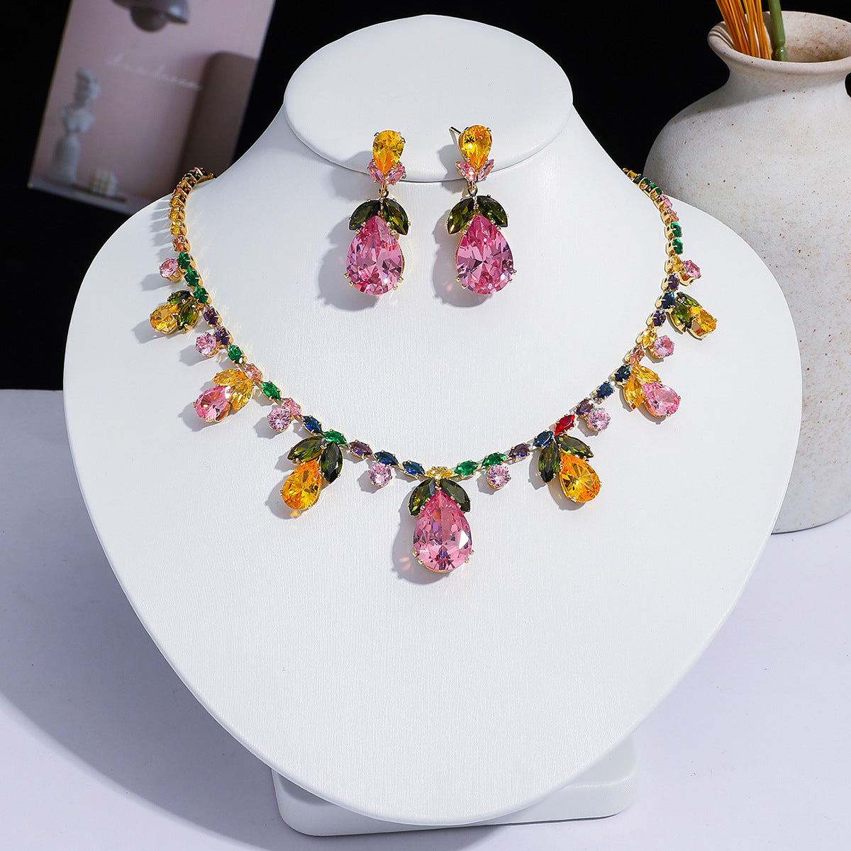 Fashion Trend Zircon Green Butterfly Tassel Necklace