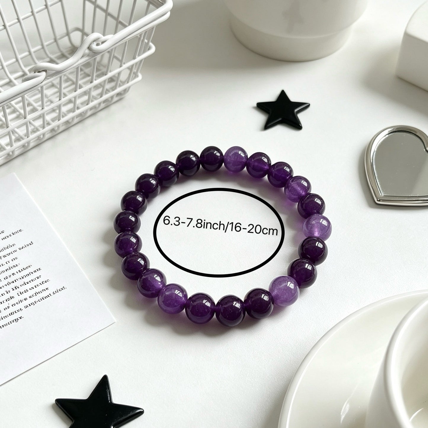 Stone Glaze High Sense Elastic String Amethyst Bracelets