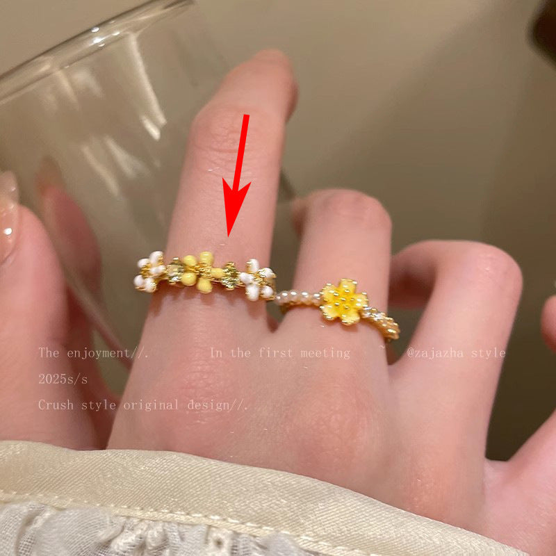 Pearl Zircon Butterfly Female Niche High-grade Light Luxury Couple Temperament Ring