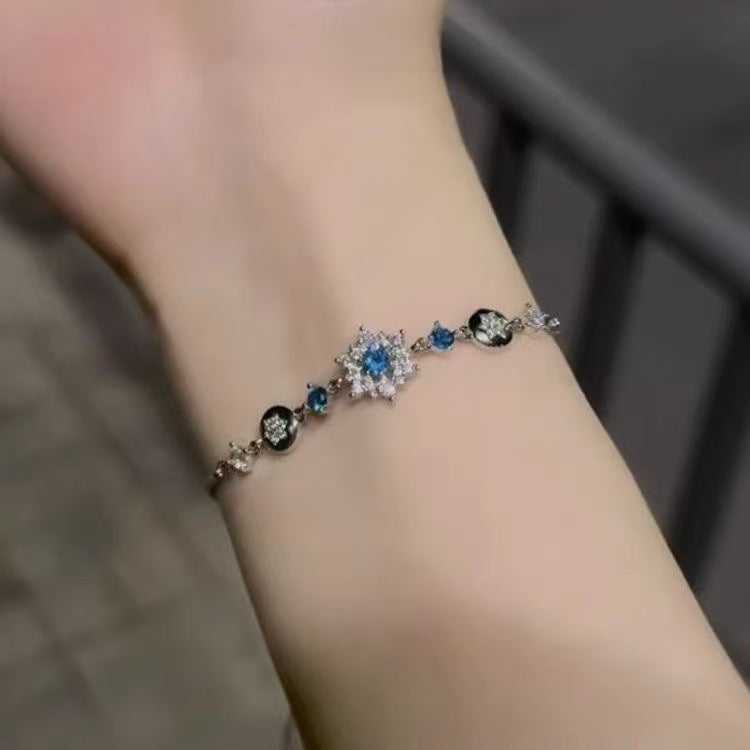 Feeling Super Flash Blue Snowflake Female Design Sense Good-looking Versatile Bracelet