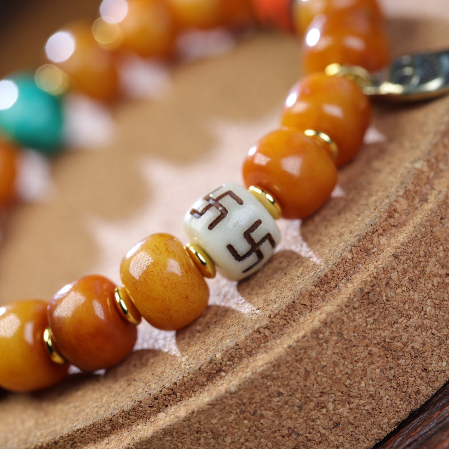 Yak Bone Barrel Beads Single Circle Ethnic Style Tibet Turquoise Bracelets