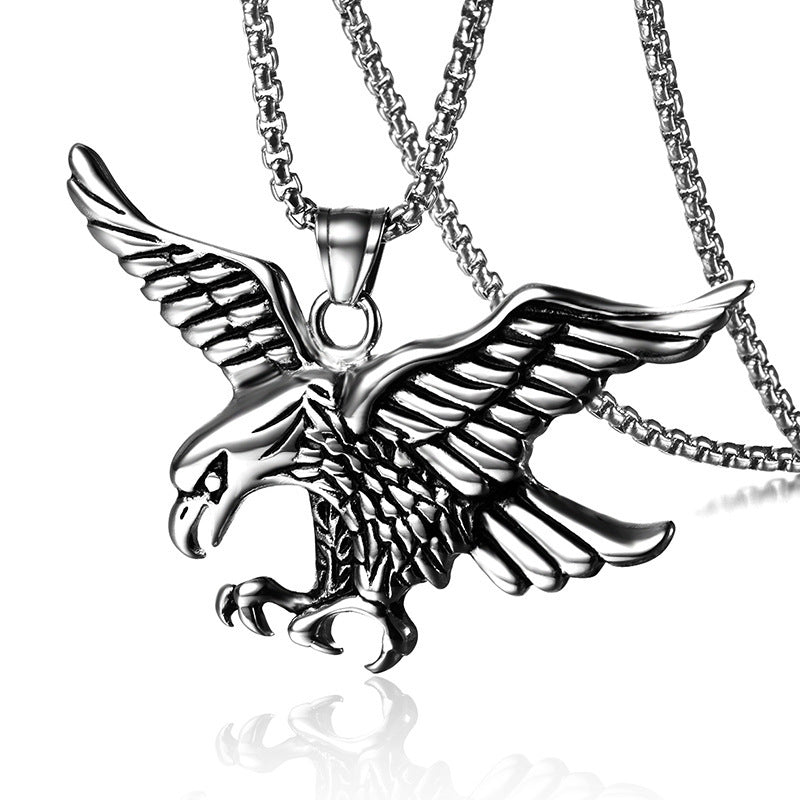 Men's Stainless Steel Titanium Eagle Wings Electroplated Necklaces