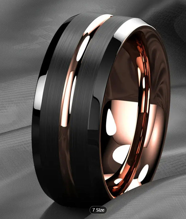 Fashion Color Purple Black Beveled Two-tone Rings