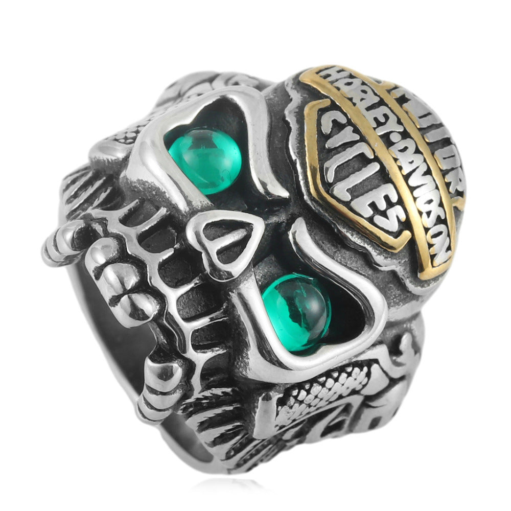 Men's Titanium Steel Skull Trendy Personality Punk Vintage Stainless Ring