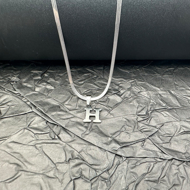 Letter Blade Chain Stainless Steel Material Necklaces