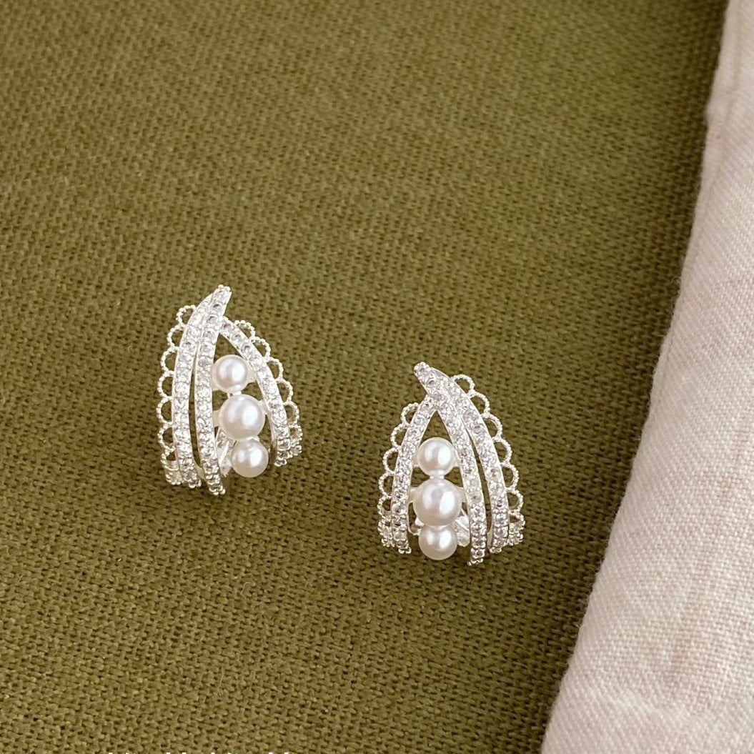 Dopamine Sweet Niche Flower Pearl Fashion Exquisite Stud Earrings