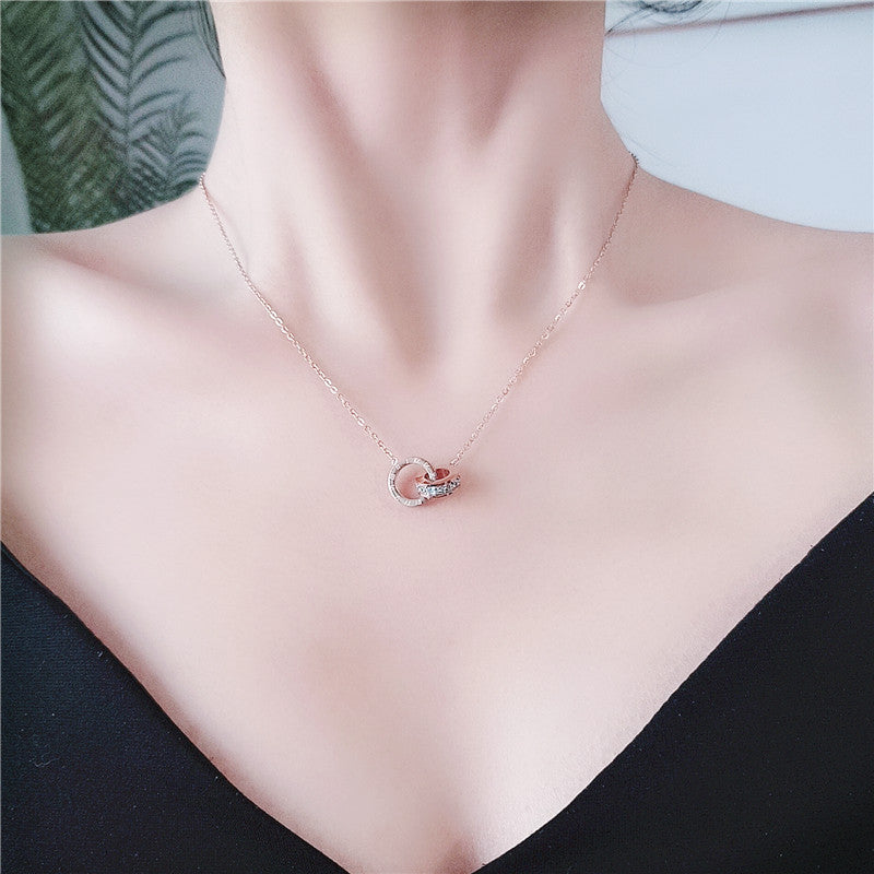 Women's Buckle Roman Diamond Titanium Steel Geometric Personalized Clavicle Rings