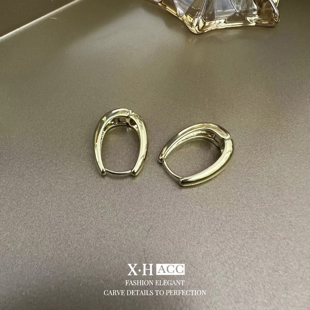 Fashionable Metal Texture Light Luxury Simple Earrings