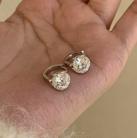 Women's Sterling Sier Ear Clip Moissanite 2 Karat Affordable Luxury Fashion Stud Earrings