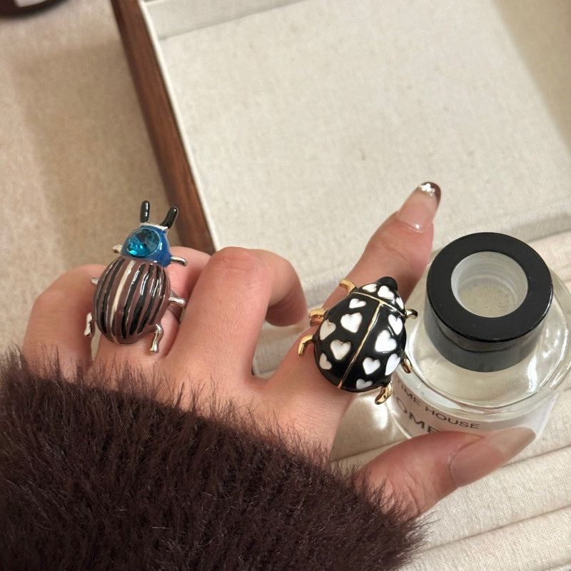 Design Gold Handmade Enamel Glaze Insect Ring