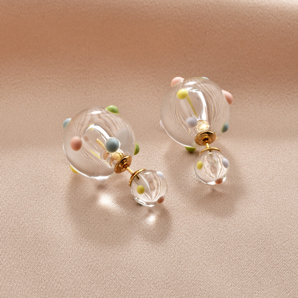 Polka Dot Transparent Resin Ball Dopamine Temperamental Minority Design Rings