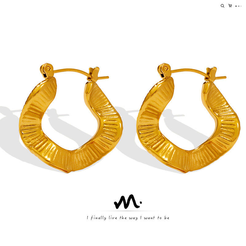 Irregular Shaped Clip Personality Chic Titanium Steel Wavy Gold Rings