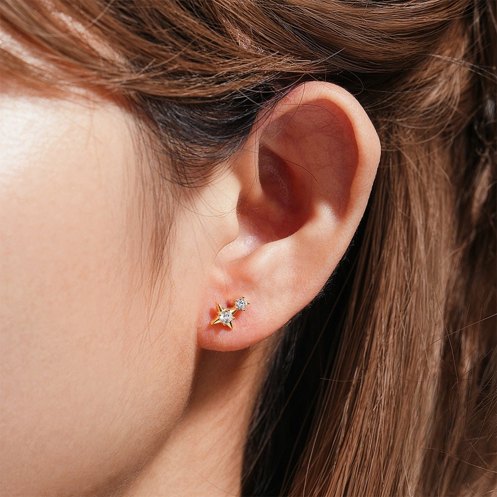 Women's Stars Fashion Flat Head Piercing Thread Ear Earrings