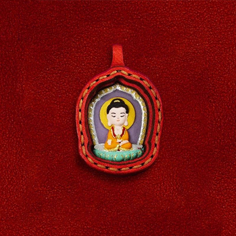 Tibetan Hand Painting Wipe Leather Phone Pendants