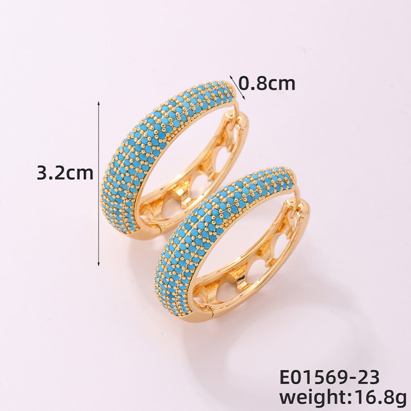 Round Micro Inlaid Zircon Clip Advanced Sense Earrings