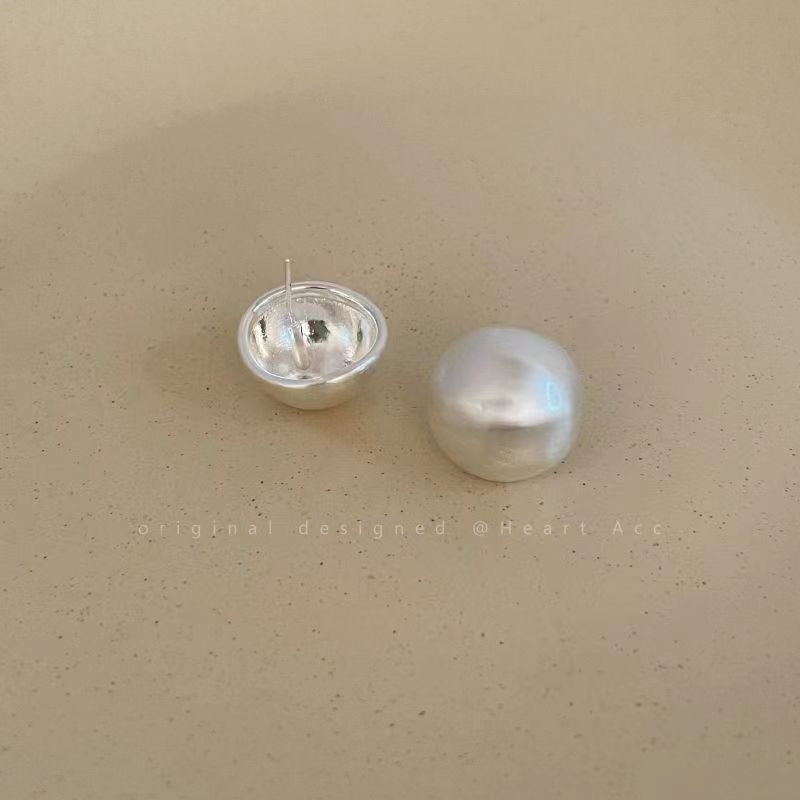 Simple Commute Design Niche Elegant Brushed Frosted Ball Stud Earrings