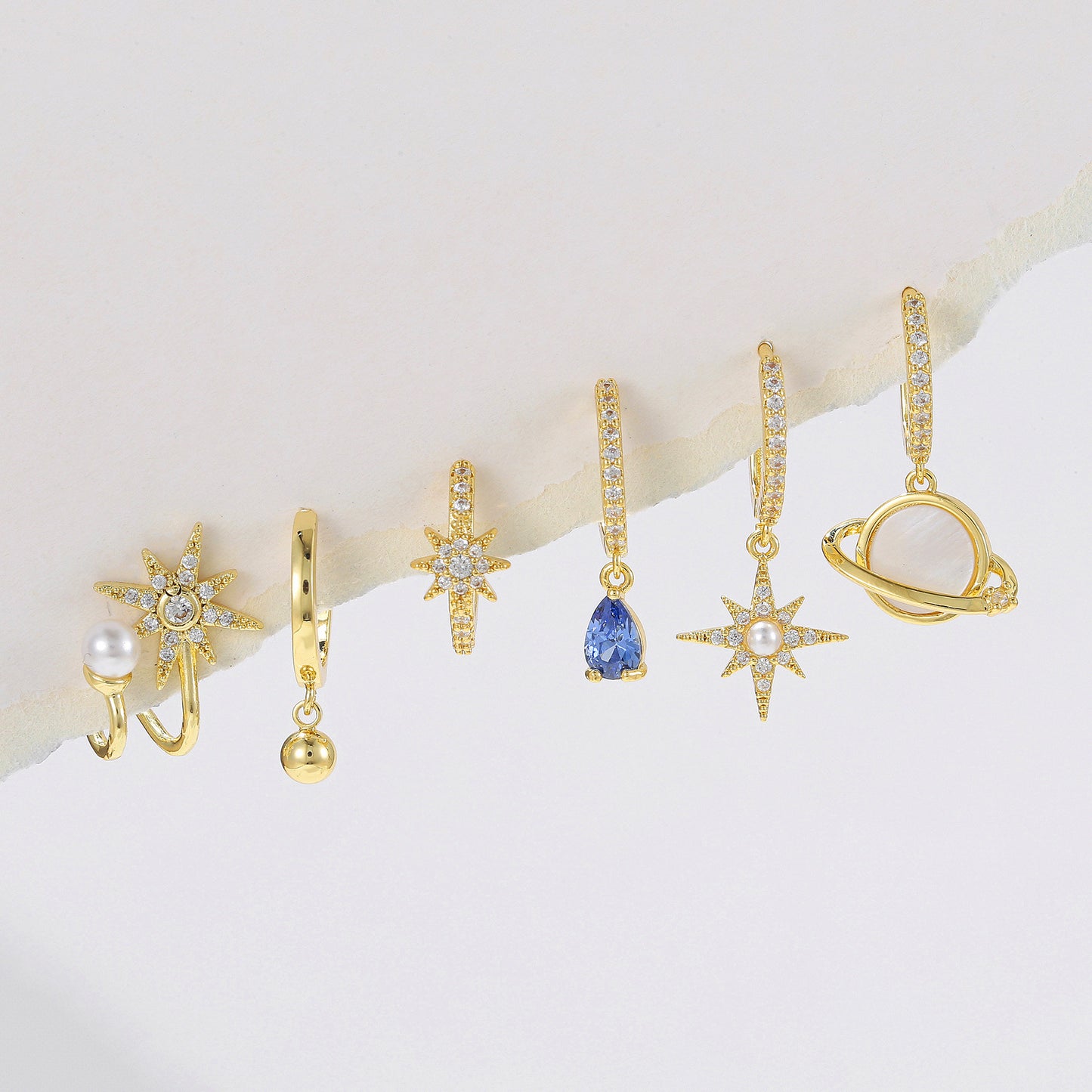 Stars Pearl Zircon Fashion Space Universe Earrings