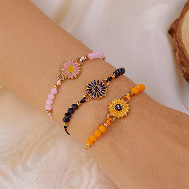 Women's Fashion Flower Joker Set Colorful Daisy Bracelets