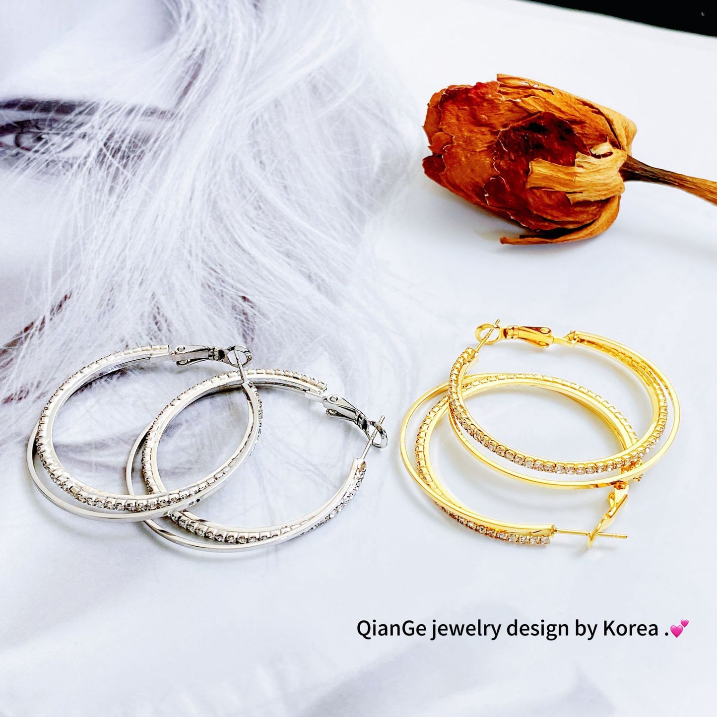 Circle Round Female Sier Needle Temperament Earrings