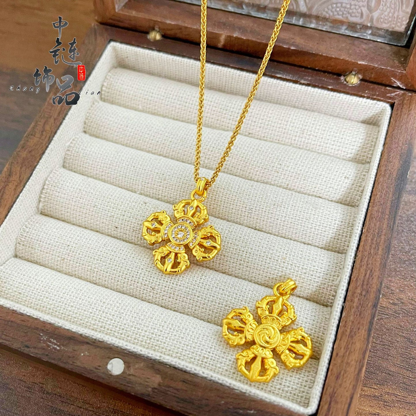 Ancient Style Alluvial Gold Cross Pestle Pendants