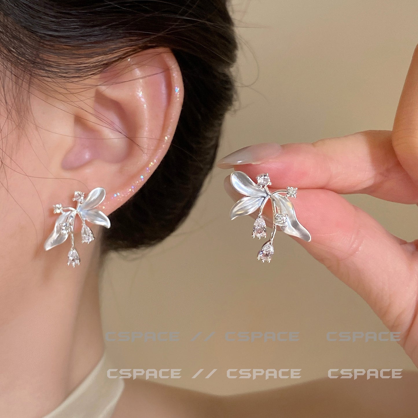 French Flower Light Luxury High-grade Gentle Ear Stud Earrings