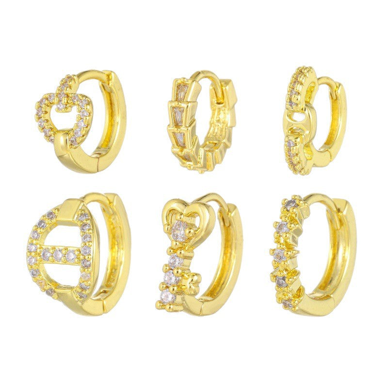 Women's Micro Inlaid Zircon Fashionable Simple Geometric Clip Personalized Hot Design Earrings