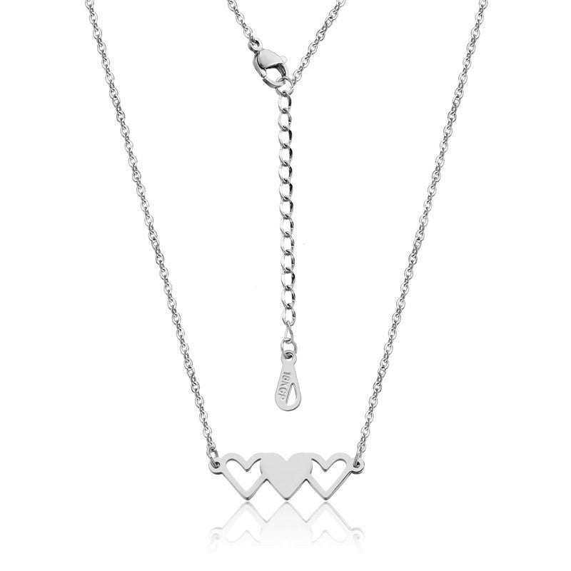 Sisters Family Peach Heart Three Titanium Necklaces