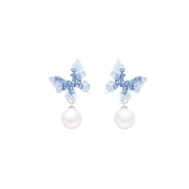 Butterfly Pearl Tassel Super Light Luxury Earrings