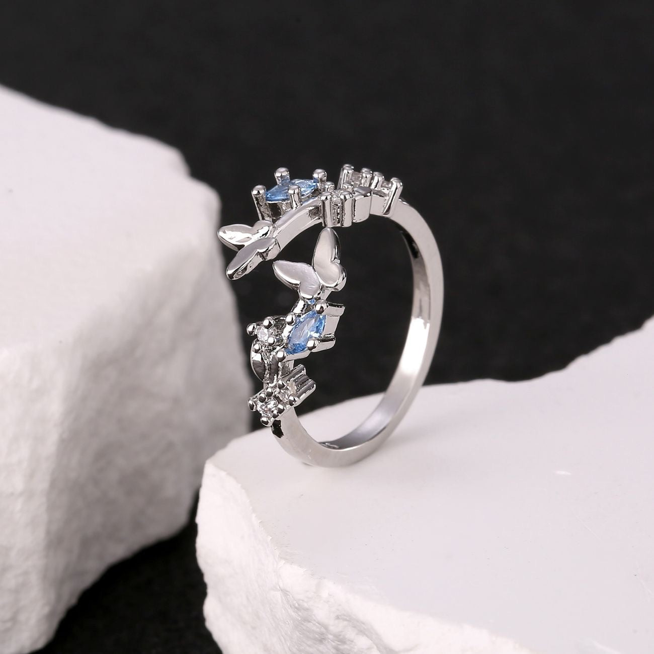 Women's Meng Die Good-looking Light Luxury With Diamond Butterfly Ring