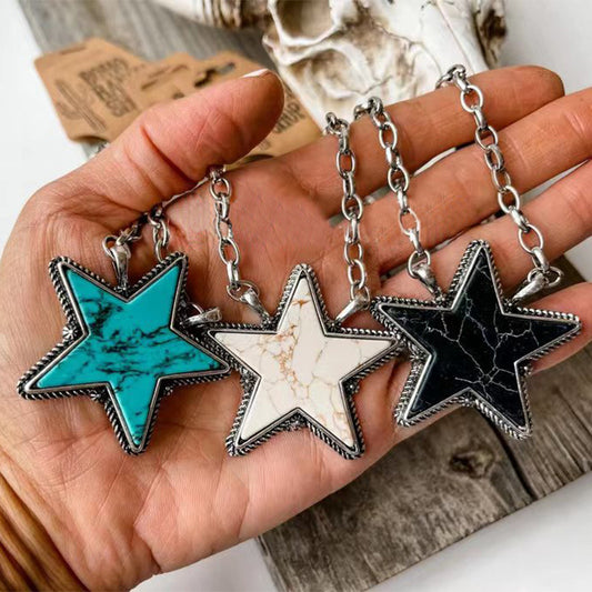 Western Style Five-pointed Star Turquoise Personalized Clavicle Necklace