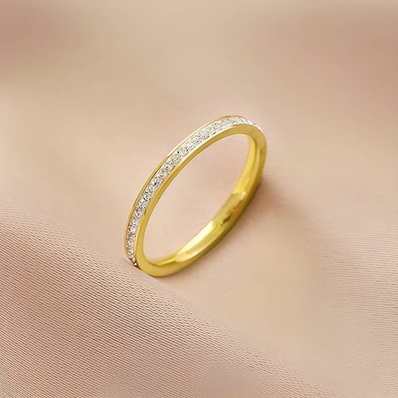Women's Thin Single-row Diamond Titanium Steel High-grade Full Rings