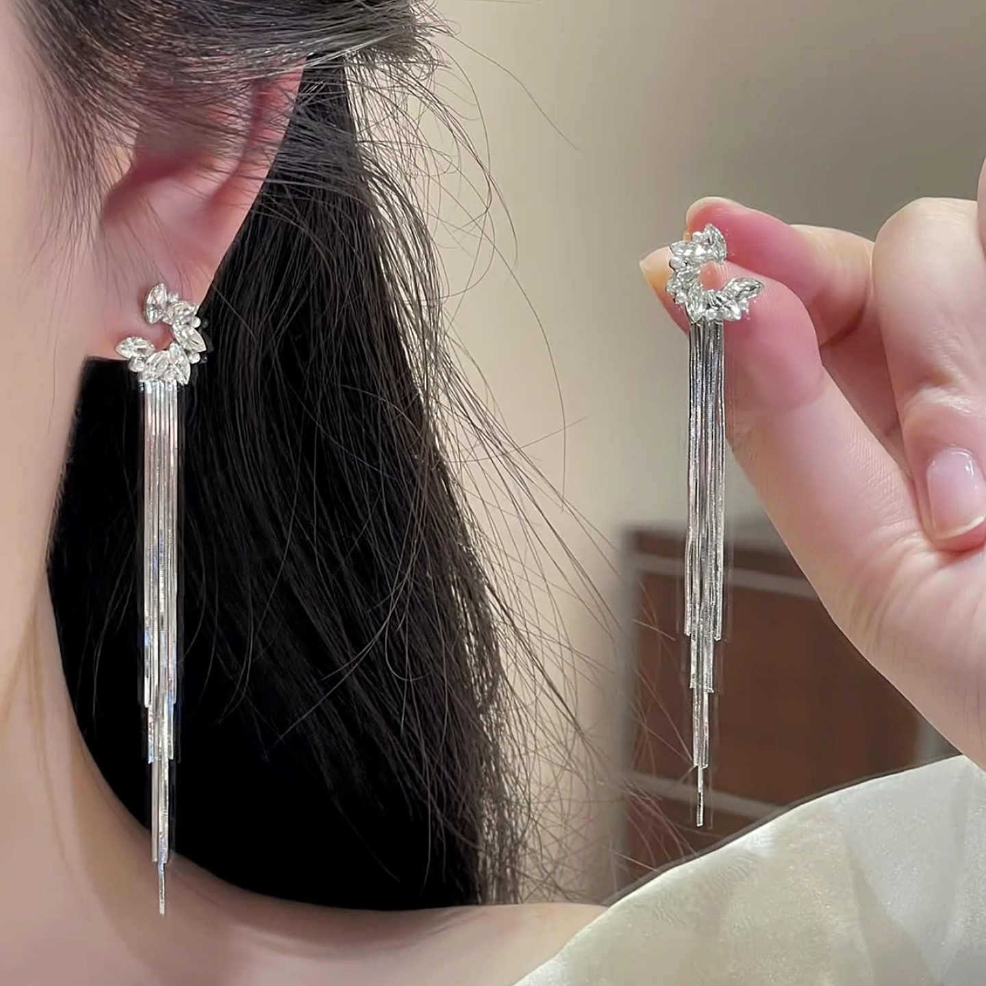 Tassel Long Exquisite Refined Grace Gentle Stud Earrings