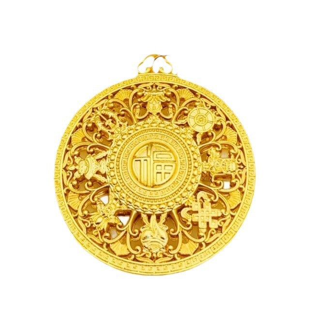 Alluvial Gold Fu Eight Treasures Compass Pendants