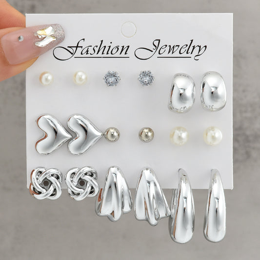 Women's Exaggerated Hollow Heart Flower Alloy Geometric Earrings