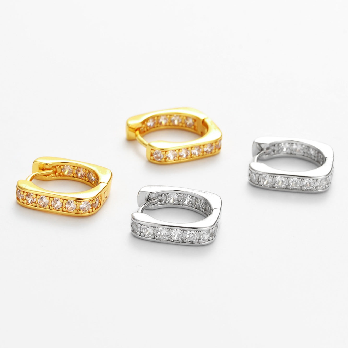 Women's Quadrilateral Inner Studded With Zircon Simple Graceful Fashionable Ear Clip Earrings