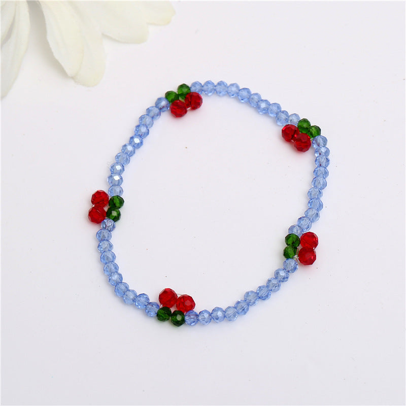Crystal Cherry Female Korean Style Hand-woven Bracelet