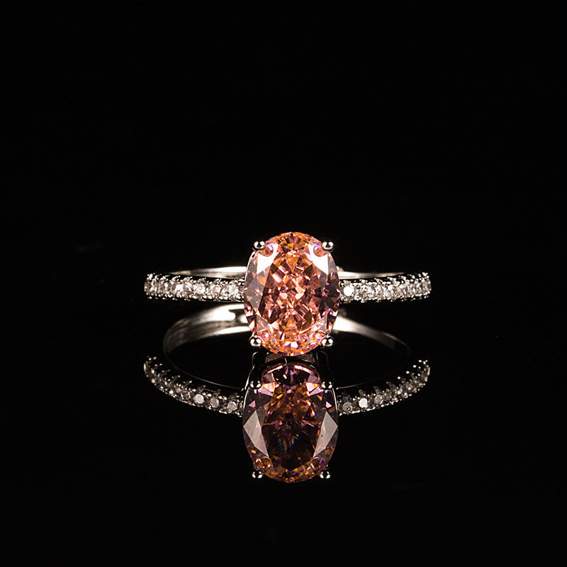 Oval Female High Carbon Diamond Ice Flower Cut Zircon Advanced Ring