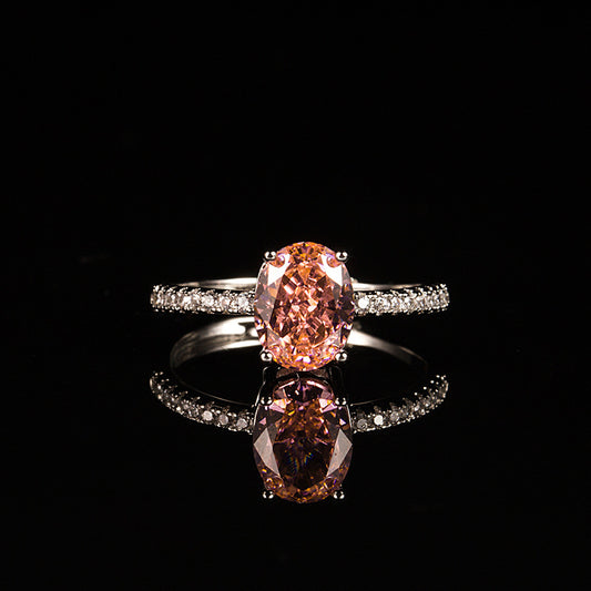 Oval Female High Carbon Diamond Ice Flower Cut Zircon Advanced Ring