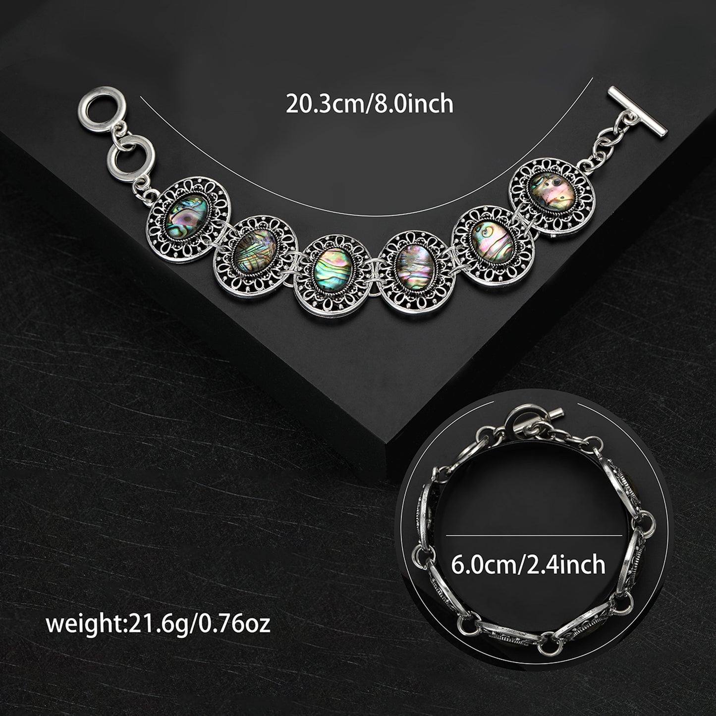 Palace Style Exaggerated Personalized Alloy Vintage Abalone Bracelet