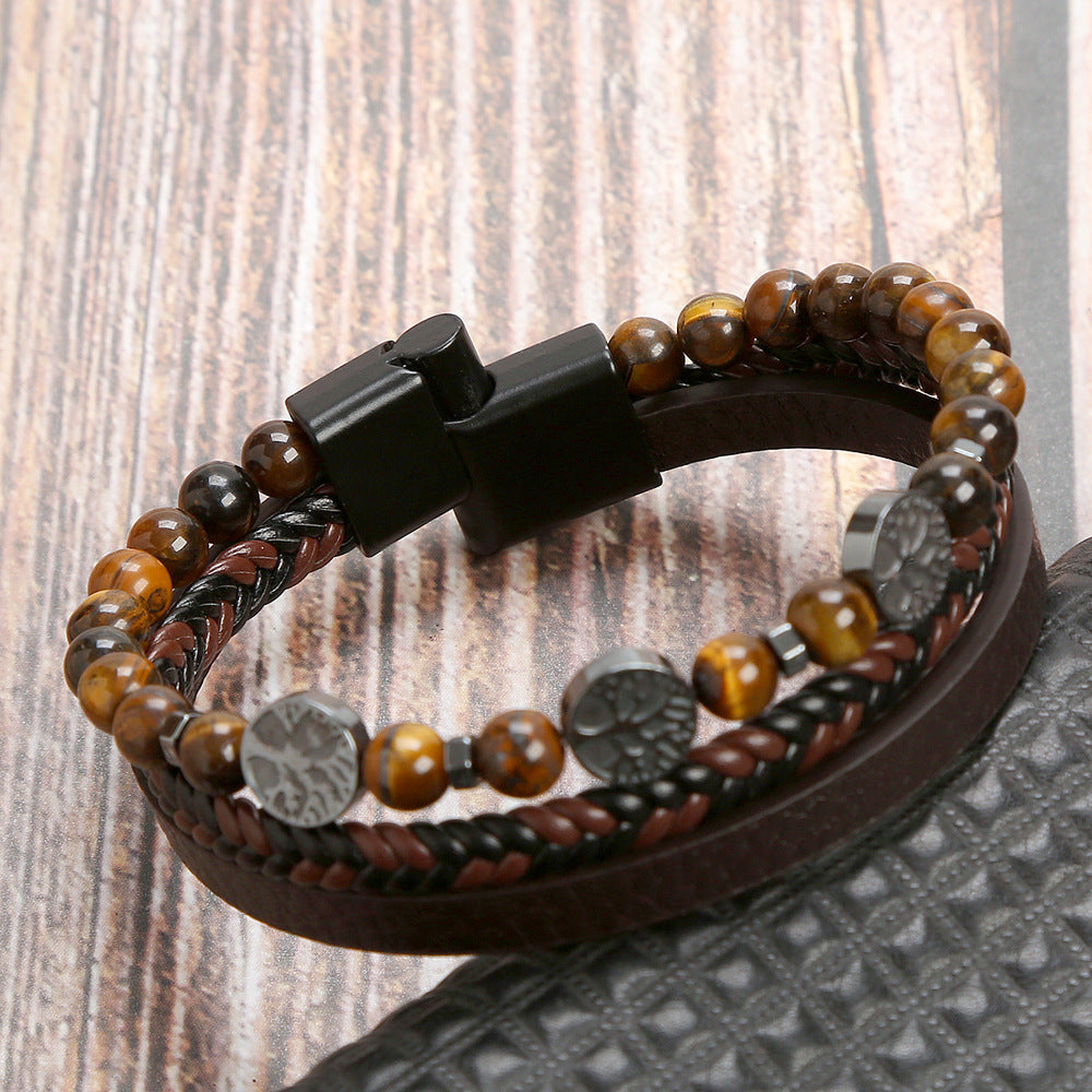 Men's Stainless Steel Volcanic Rock Magnetic Buckle Bracelets