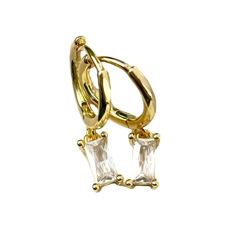 Men's Square Geometric Simple Diamond Trendy Popular Ear Buckle