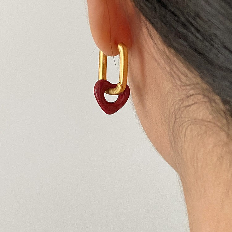 High-grade Light Luxury Peach Ear Clip Frosty Rings