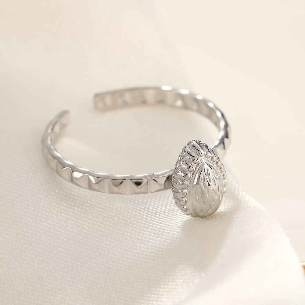 French Style Open Mouth Cold Stainless Steel Personality Special Interest Ring
