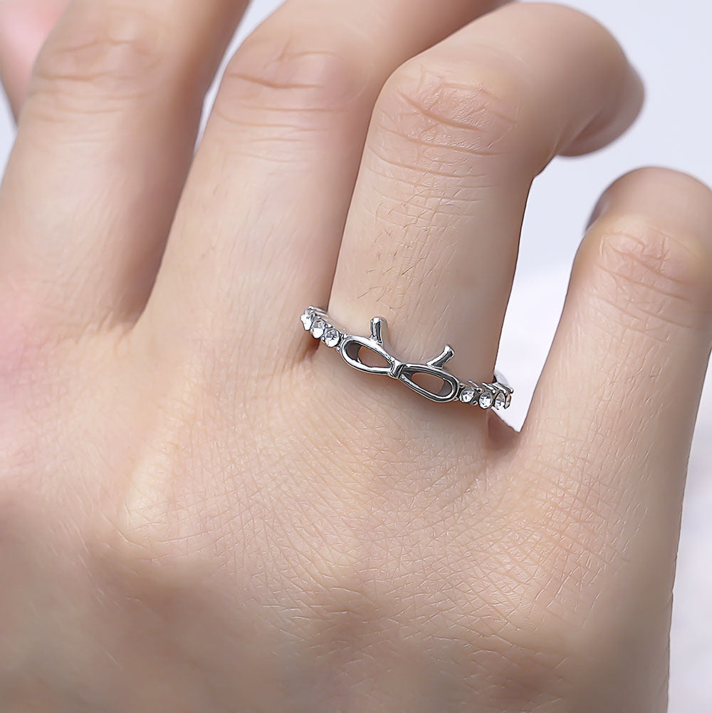 Fashion Simple Spot Drill Bow Single Ring