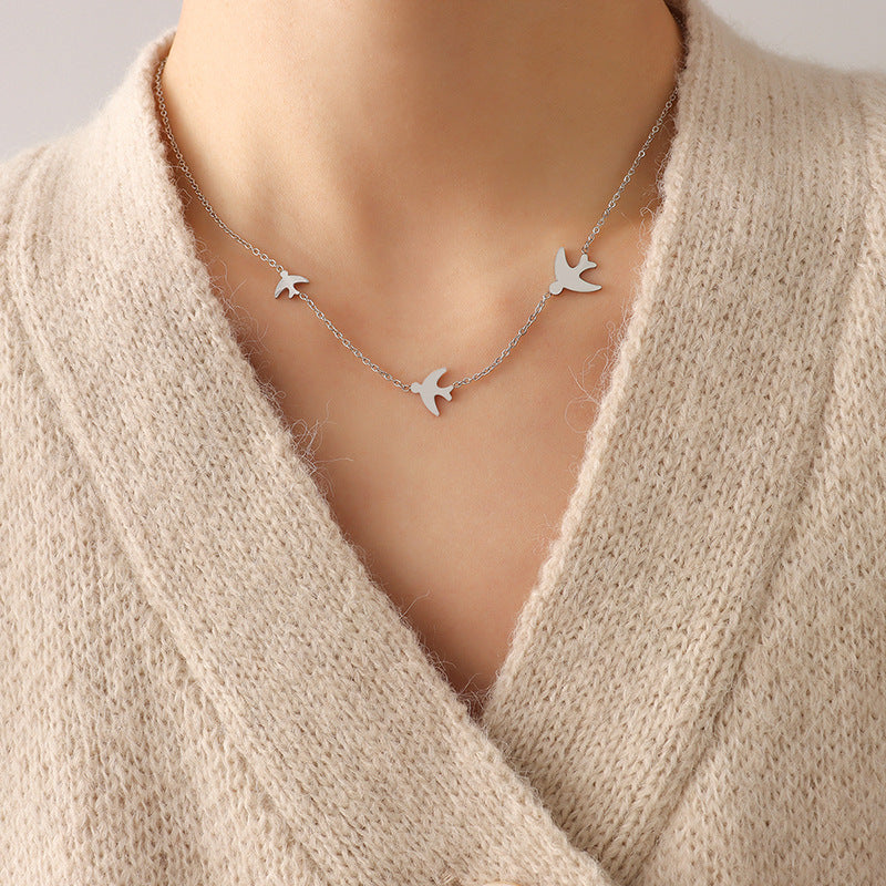 Cute Animal Three Swallow Clavicle Personalized Necklaces