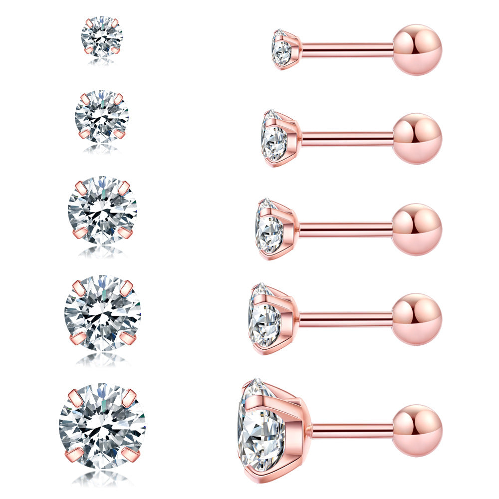 Fashion Zircon Personality Titanium Steel Claw Stud Earrings