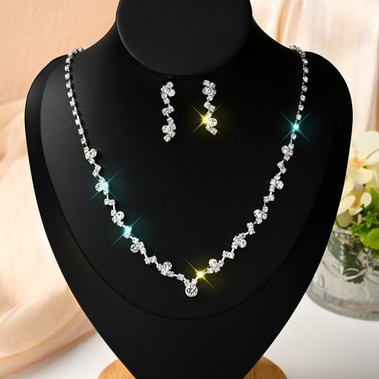 Korean Bridal Super Flash Rhinestone Full Diamond Formal Necklace