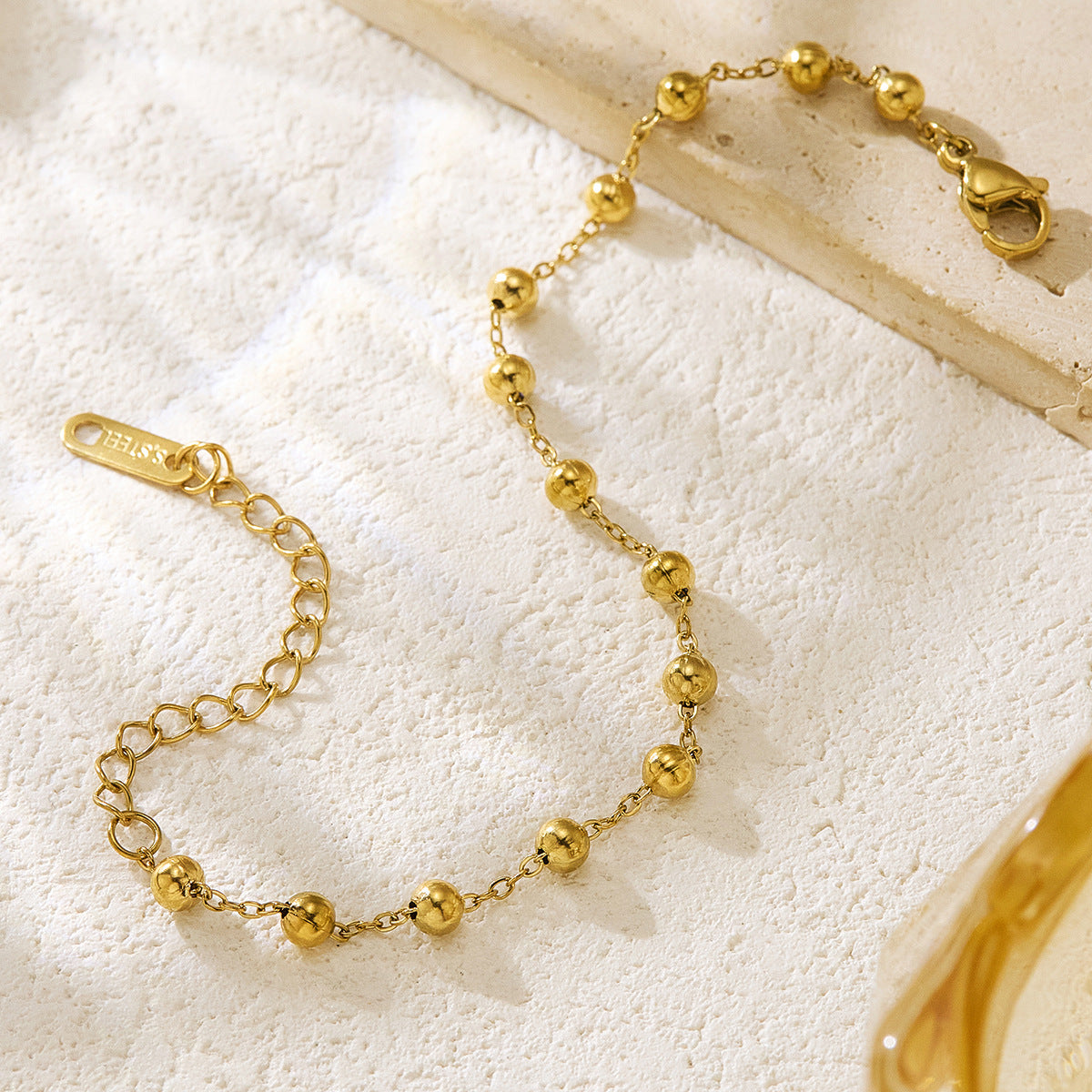 Women's Stainless Steel Round Beads Gold Fashion Bracelets